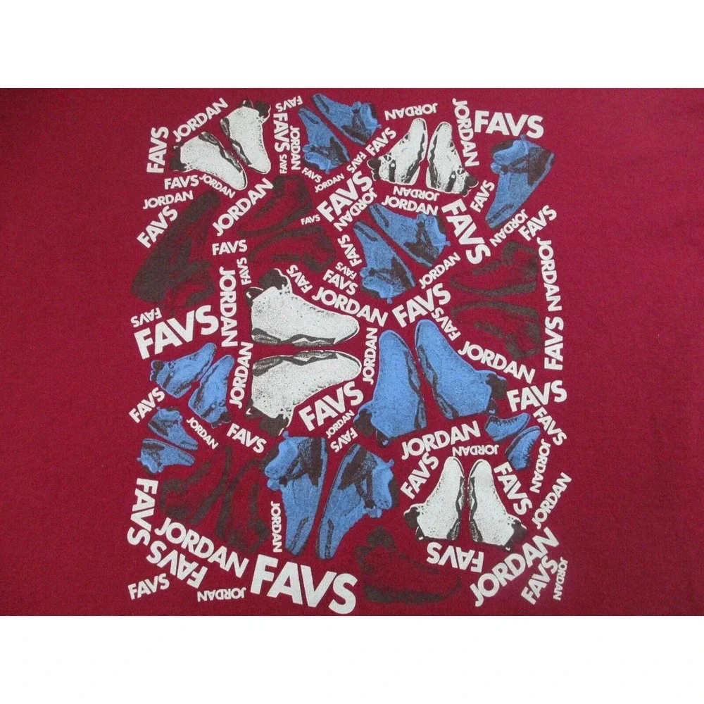 Air Jordan T Shirt Mens XXL Red Short Sleeve Favs Shoes Graphic Jumpman‎ 2XL